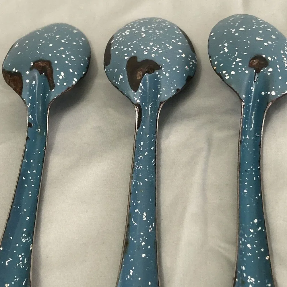 Vintage Graniteware 3 Spoons Farmhouse